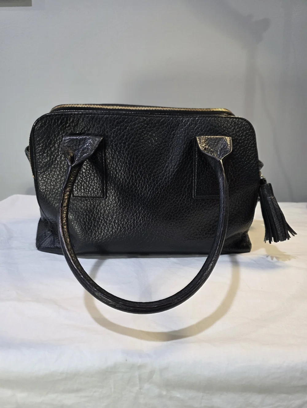 Kate Spade Classic Southport Avenue Lydia Peppled Leather Satchel Tassles Preppy